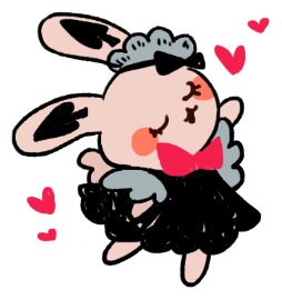 A bunny in a poofy black dress.